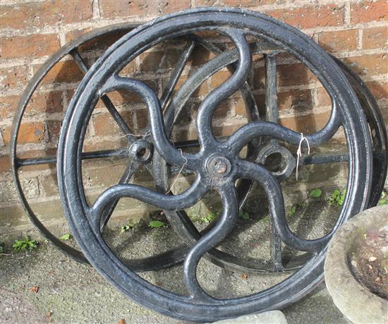 3 cast iron wheels